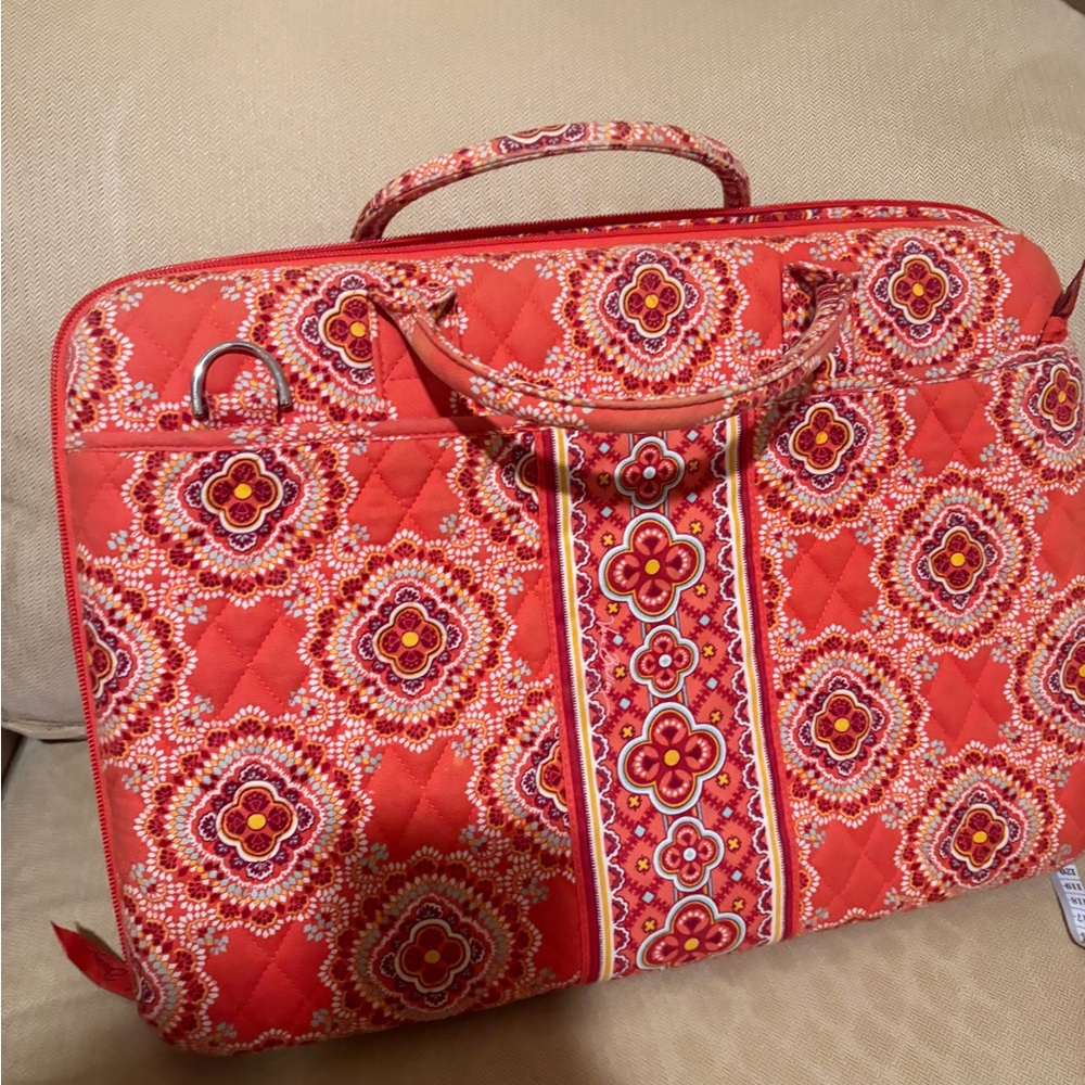 Vera Bradley Retired Quilted Laptop Bag Briefcase Floral Padded Zip Tote